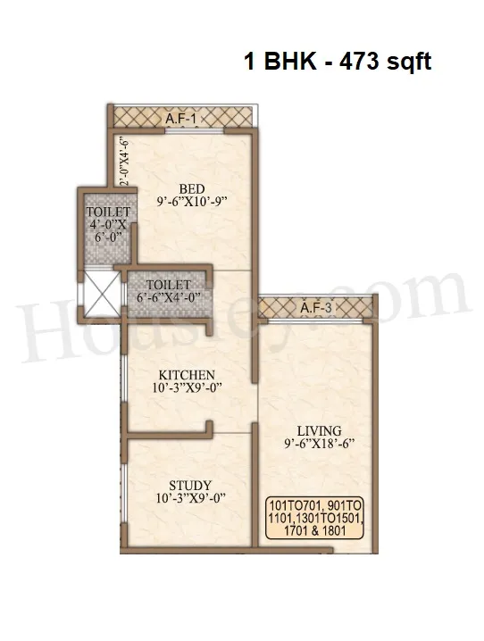 Samaira Residency Unit plan - 473 sq.ft.